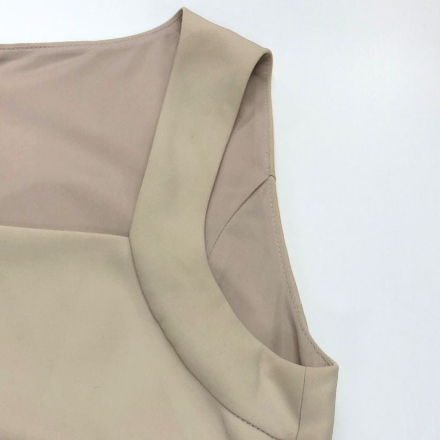 極美品◆フォクシーニューヨーク ノースリーブワンピース ポリエステル ファスナー ベージュ 22648 FOXEY NEW YORK 【AFB11】