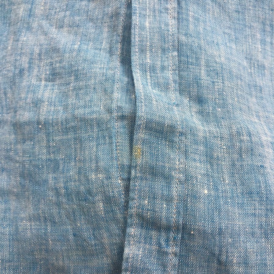 極美品◆ザッカス ノーカラーシャツ リネン メンズ サイズ41 ブルー XACUS 【AFB47】