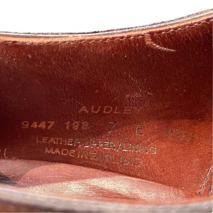 クロケット&ジョーンズ オードリー レザーシューズ 9447 ストレートチップ サイズ7E メンズ ブラウン系 CROCKETT&JONES AUDLEY ビジネスシューズ 約26.0cm【LA】【中古】