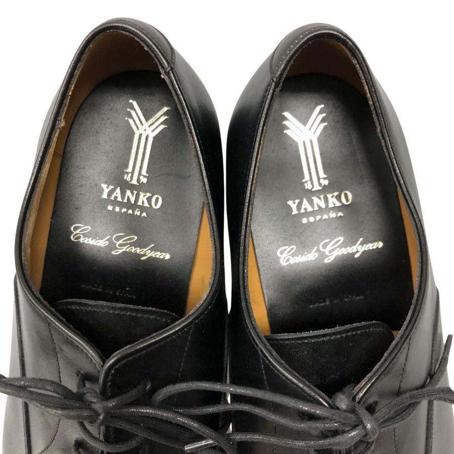 ヤンコ レザーシューズ パンチドトゥ カーフ ブラック メンズ サイズ6 YANKO 約24.5cm【AFD9】