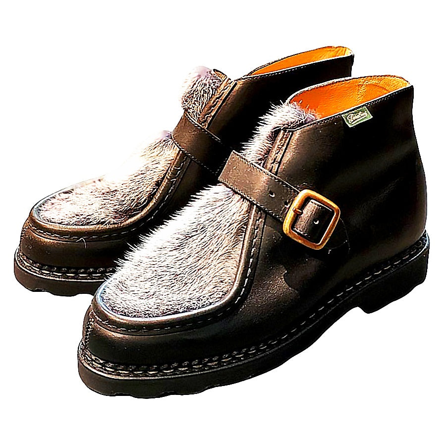 パラブーツ レザーシューズ モンクストラップ ブーツ ミリーブリッド ミンク ブラック メンズ サイズ41 PARABOOT MILLY BRIDE ブーツ 約25.5cm【LA】【中古】