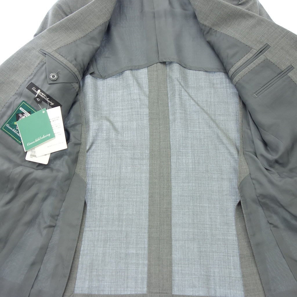 未使用◆グリーンレーベルリラクシング ユナイテッドアローズ シープ スーツ セットアップ メンズ サイズ42 グレー green label relaxing【AFB53】