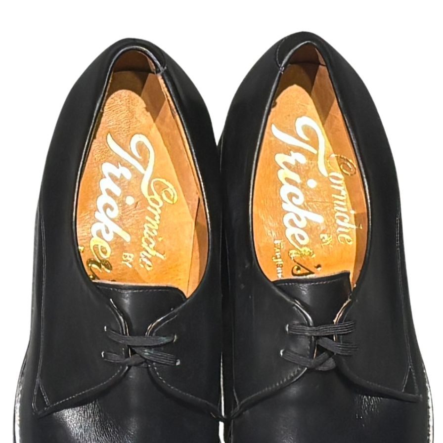 トリッカーズ レザーシューズ 筆記体ロゴ プレーントゥ ブラック サイズ6.5 メンズ Tricker's ビジネスシューズ 約25.0cm【LA】【中古】