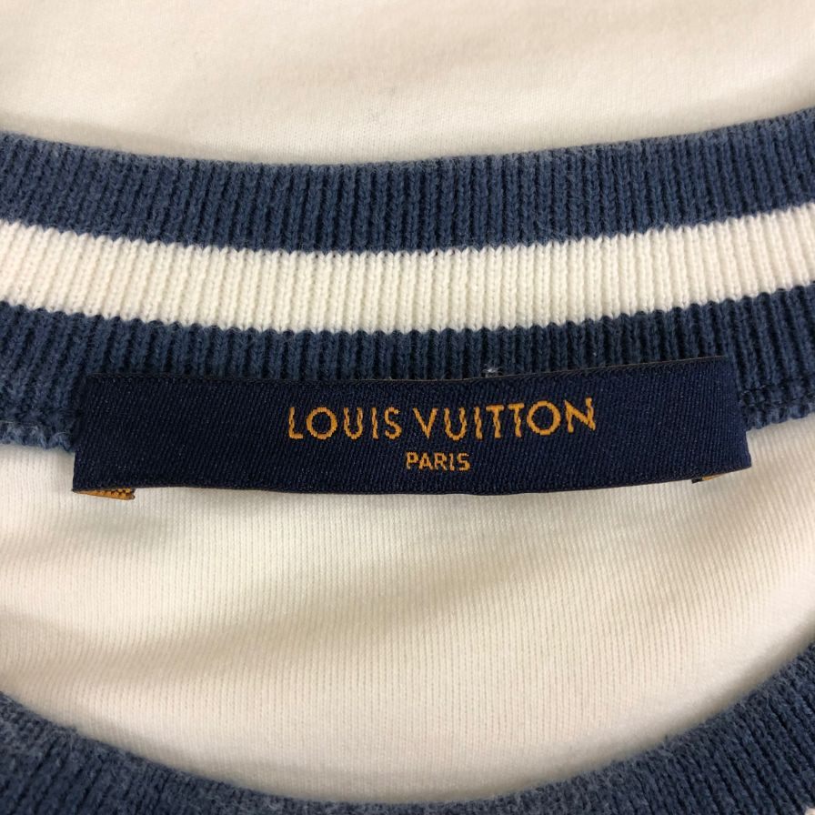 美品◆ルイヴィトン Tシャツ アップサイドダウン ビッグロゴ ホワイト メンズ サイズL Louis Vuitton 【AFB25】