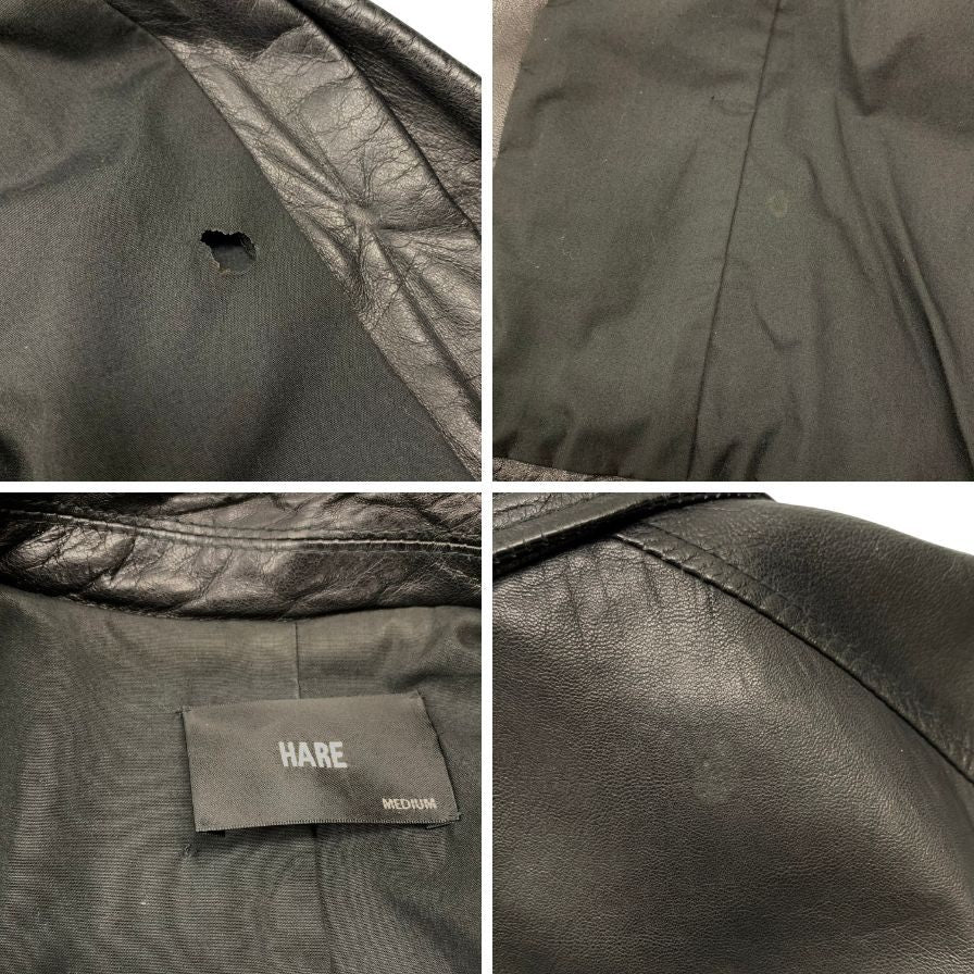 中古◆ハレ レザー ジャケット ライダース ラムレザー メンズ ブラック サイズ M HARE 【AFG1】
