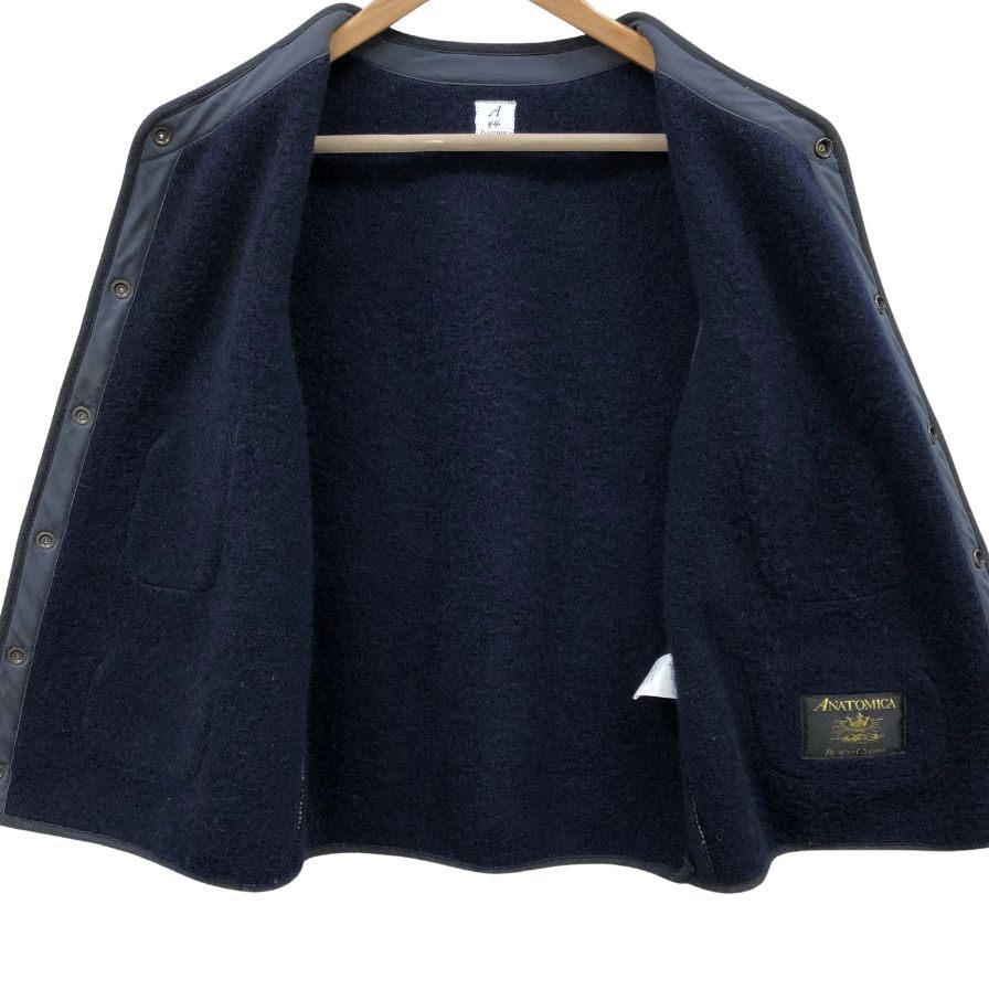 極美品◆アナトミカ ビーチクロスベスト ウール65% コットン35% ブラウン サイズ44 メンズ ANATOMICA 【AFB44】