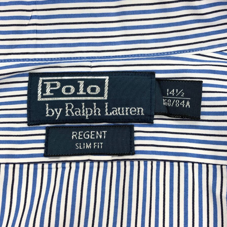 美品◆ポロ ラルフローレン 長袖シャツ 胸刺繍 ストライプ メンズ サイズ14 1/2 POLO RALPH LAUREN 【AFB17】