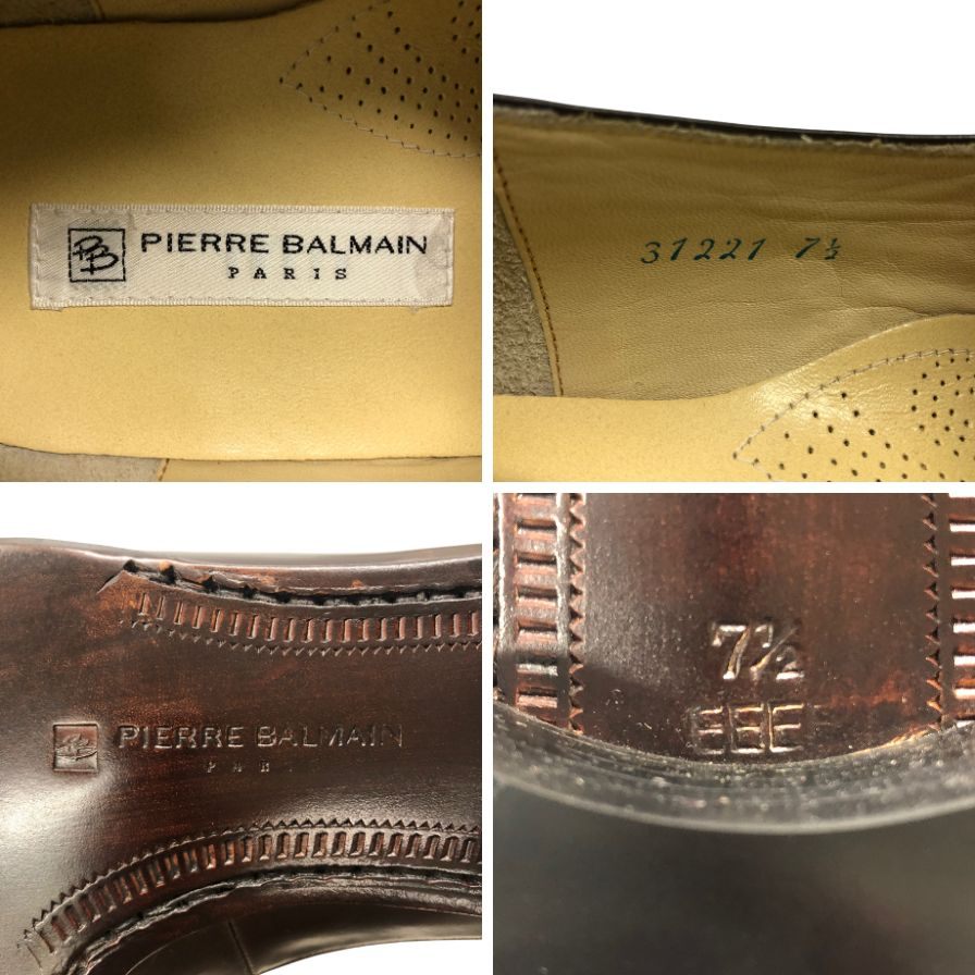 ピエールバルマン ローファー レザー ウッドソール メンズ サイズ7ハーフ ブラウン PIERRE BALMAIN 約25.5cm【AFD9】