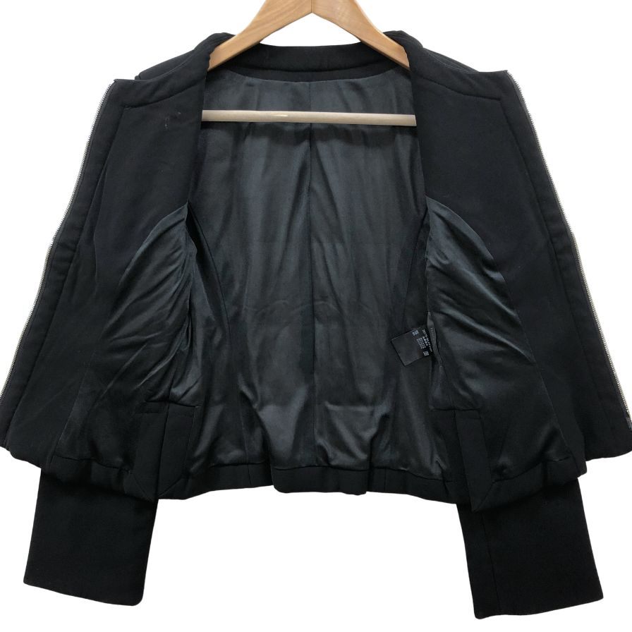 極美品◆フォクシーニューヨーク ノーカラージャケット ジップアップ ブラック レディース サイズ40 29379 FOXEY NEW YORK 【AFB16】