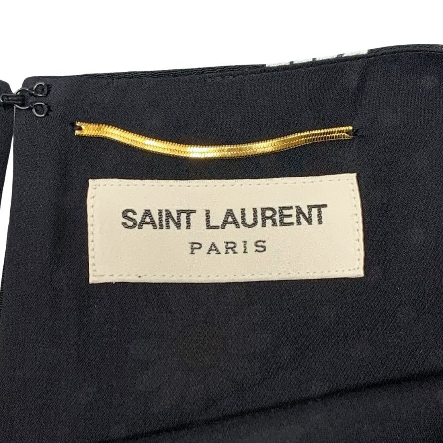 極美品◆サンローラン パリ ノースリーブ ワンピース レーヨン 花柄 2015 レディース サイズ36 ブラック SAINT LAURENT PARIS 【AFB25】