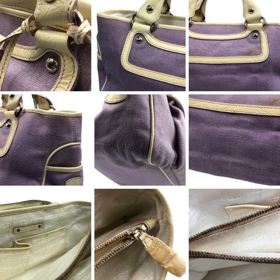 セリーヌ ハンドバッグ ブギー キャンバス レザー パープル レディース CELINE【AFE10】