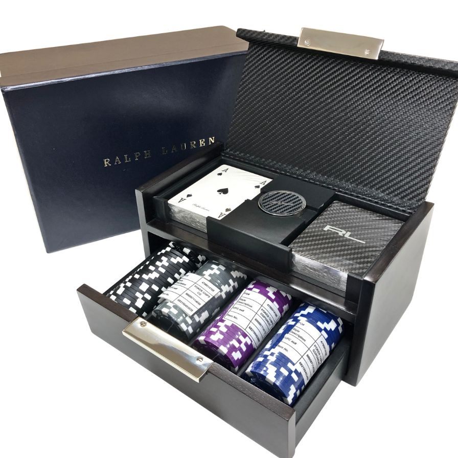 ラルフローレン ホーム サットン カーボン ファイバー ポーカー セット Ralph Lauren Home Sutton Carbon Fiber Poker Set【AFI28】【中古】