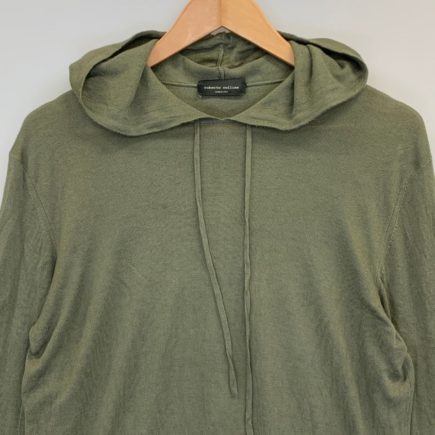 中古◆ロベルトコリーナ パーカー ニット ビスコース カシミア プルオーバー カーキ サイズ表記無し roberto collina 【AFB11】
