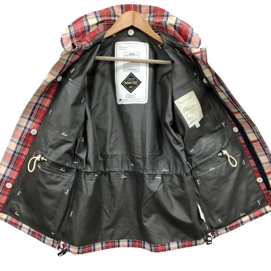中古◆ヴィズヴィム ビズビム PFD ジャケット コットン ラミネート加工 ゴアテックス チェック メンズ レッド サイズM VS0001557 visvim 【AFB52】
