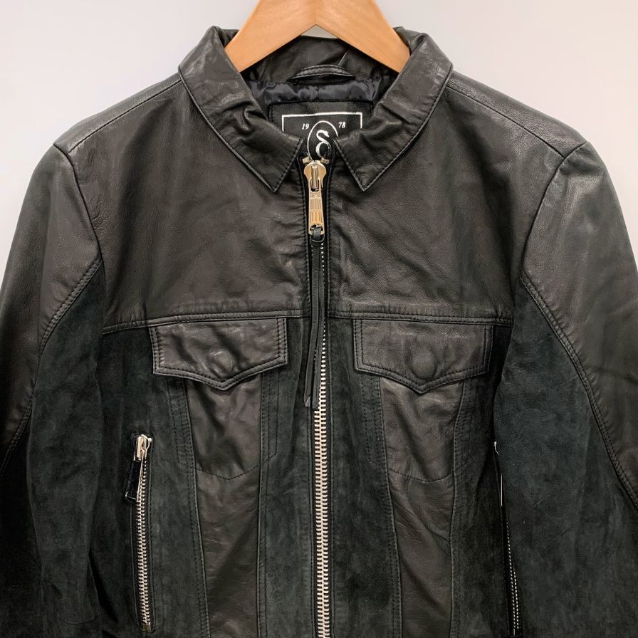 美品◆ディーゼル レザー ジャケット ショート丈 シープスキン レディース サイズS ブラック DISEL Dress and Impress 【AFB31】