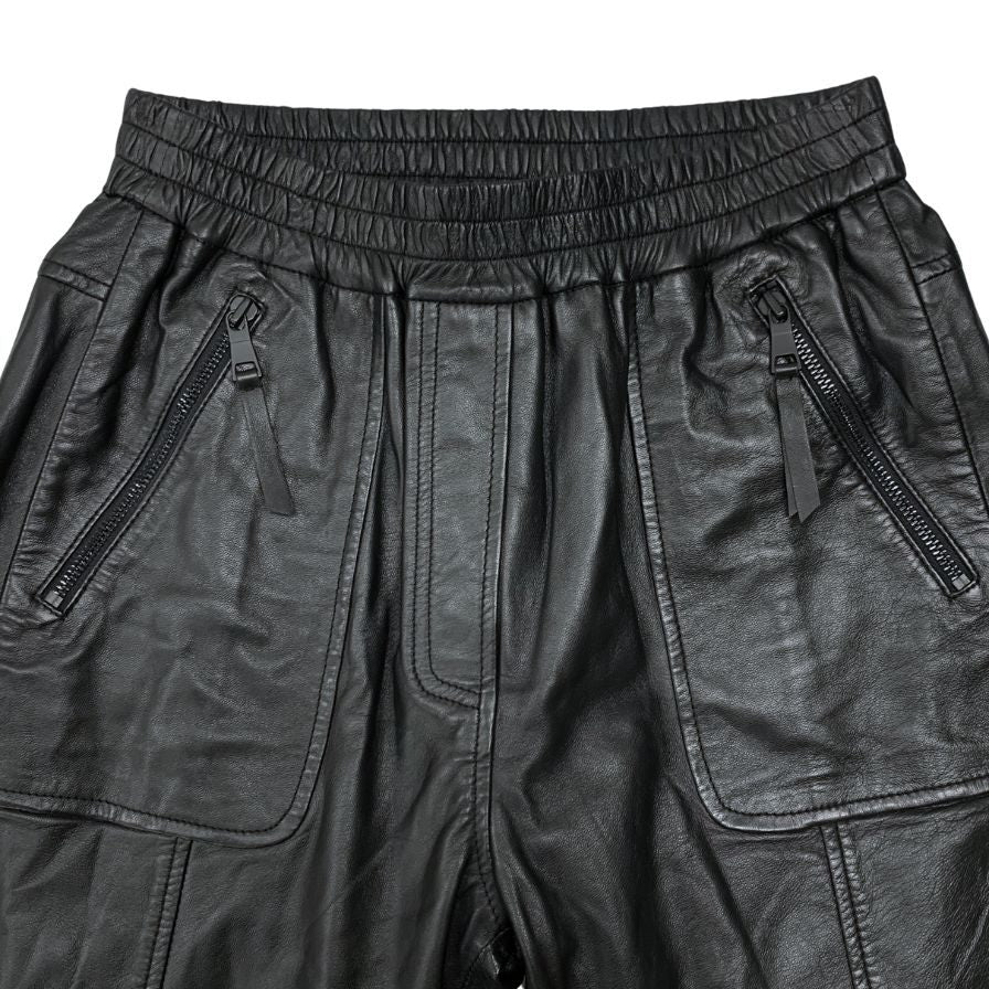 ムンテ レザー パンツ 裾ジップ レディース ラムレザー サイズ36 ブラック MUNTHE 【AFB10】