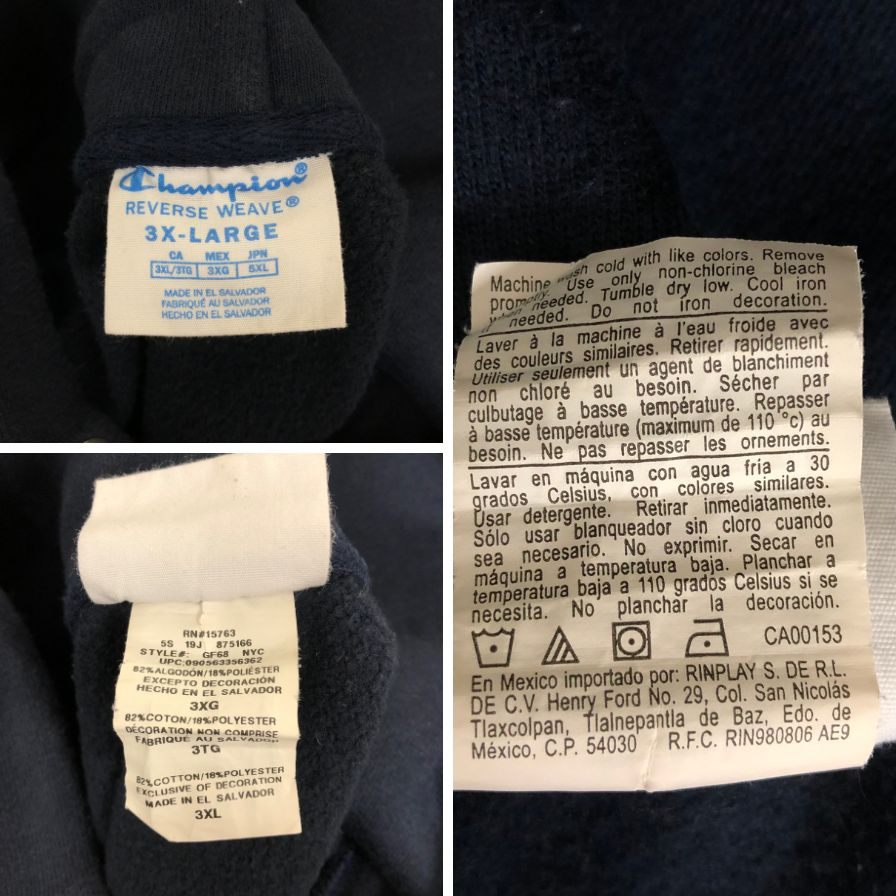 中古◆チャンピオン リバースウィーブ パーカー 復刻 ネイビー メンズ サイズ3XL champion reverse weave 【AFB10】
