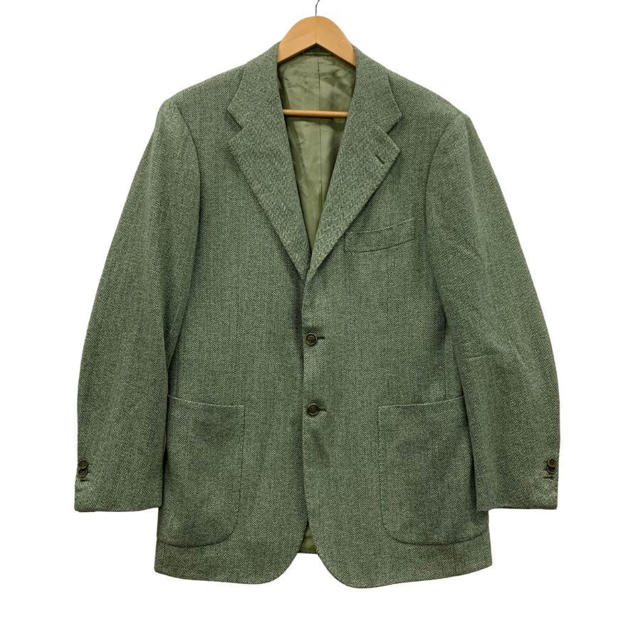 極美品◆キートン×タイユアタイ テーラードジャケット ヘリンボーン カシミヤ グリーン メンズ サイズ50 KITON TIEYOURTIE 【AFB7】