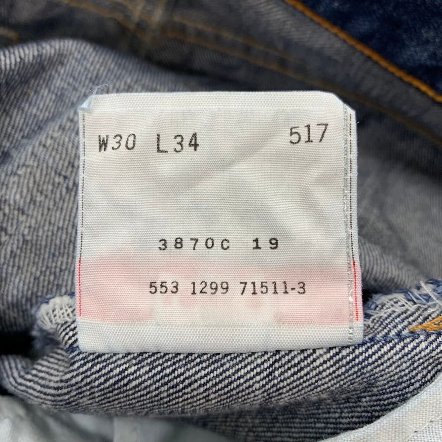 リーバイス デニム 517 90S ボタン裏553 インディゴ メンズ サイズ W30 L34 LEVI’S 【AFB44】
