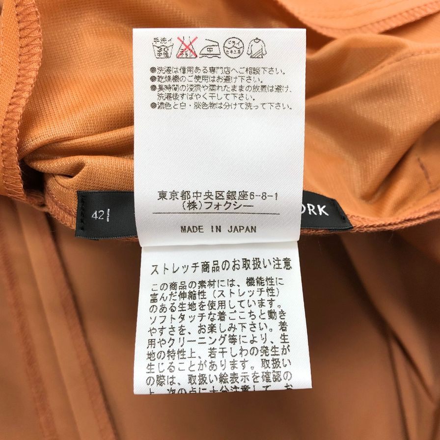 美品◆フォクシー ニューヨーク ワンピース 28717 ノースリーブ ストレッチ オレンジ レディース サイズ42 FOXEY NEW YORK 【AFB41】