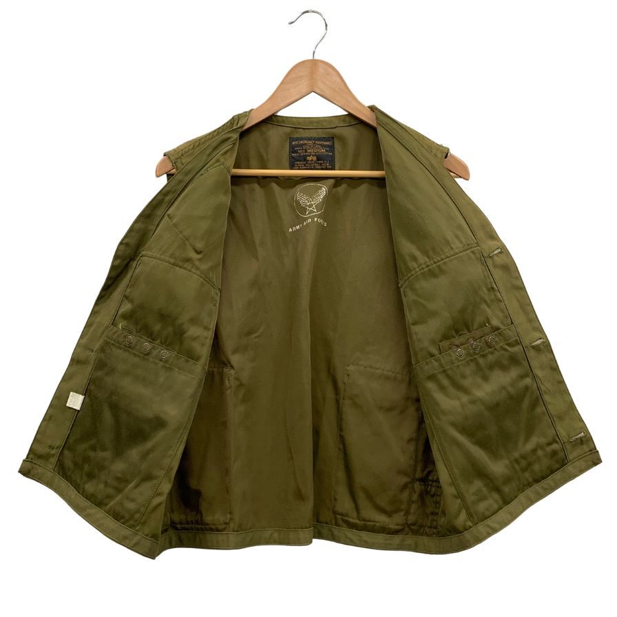 中古◆アルファインダストリーズ ベスト C-1 ヴィンテージ アーミー エアフォース カーキ メンズ サイズM ALPHA INDUSTRIES 【AFB51】