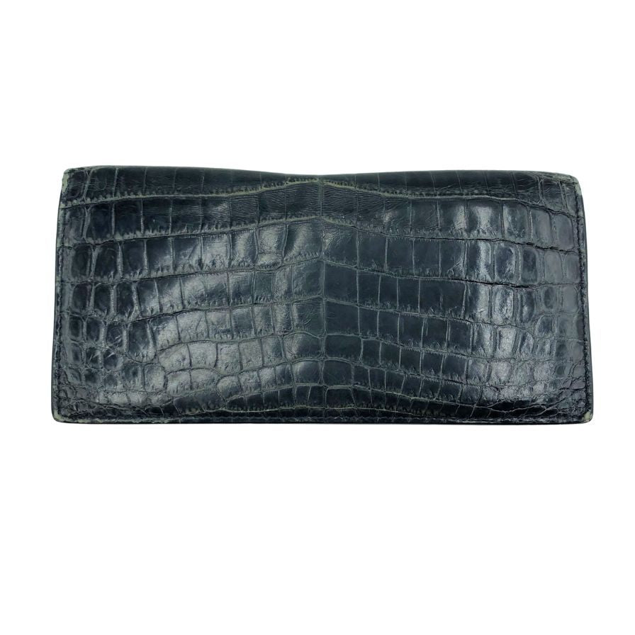 ボッテガヴェネタ 長財布 二つ折り クロコダイル ネイビー メンズ BOTTEGA VENETA【AFI27】