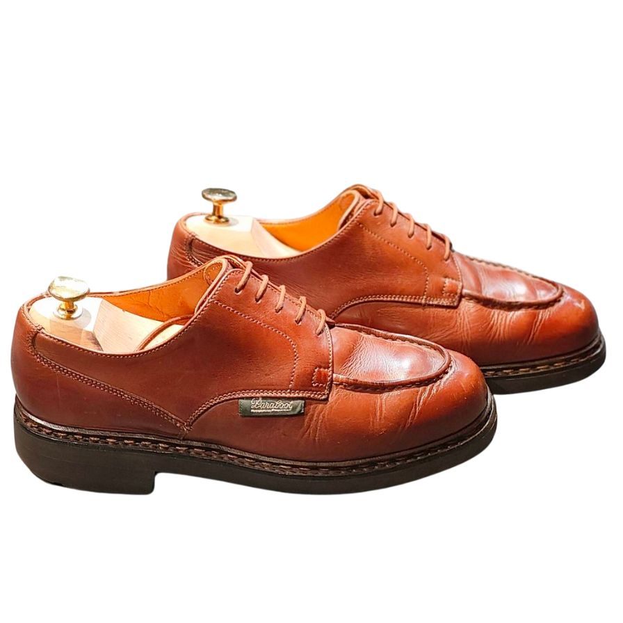 パラブーツ レザーシューズ デカタグ シャンボード 1994年製 Uチップ カーフ ブラウン メンズ サイズ6 Paraboot CHAMBORD ビジネスシューズ 約25.0cm【LA】【中古】