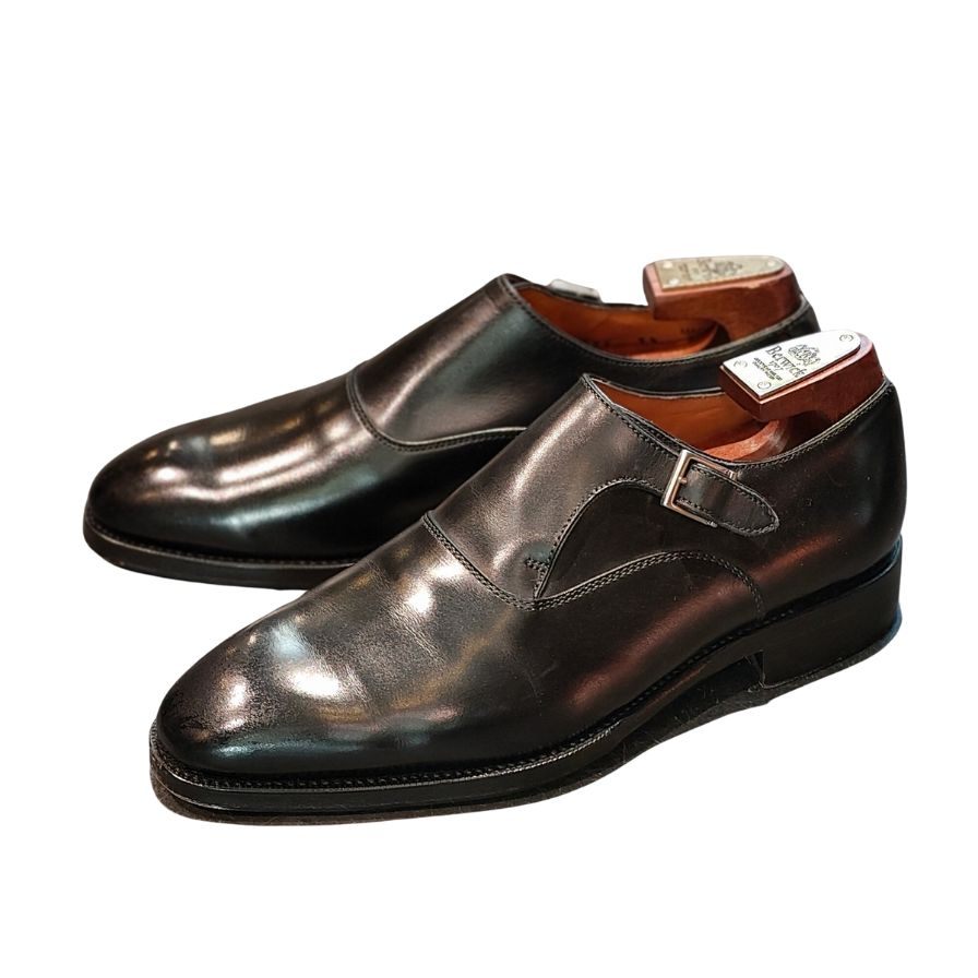 バーウィック レザーシューズ シングルモンク 5292 ブラック サイズ5.5 メンズ Berwick 約24.5cm【LA】【中古】