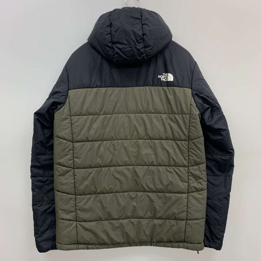 美品◆ザ ノースフェイス リバーシブル NY82180 ダウンジャケット フーディ メンズ カーキ ブラック サイズL THE NORTH FACE 【AFA21】