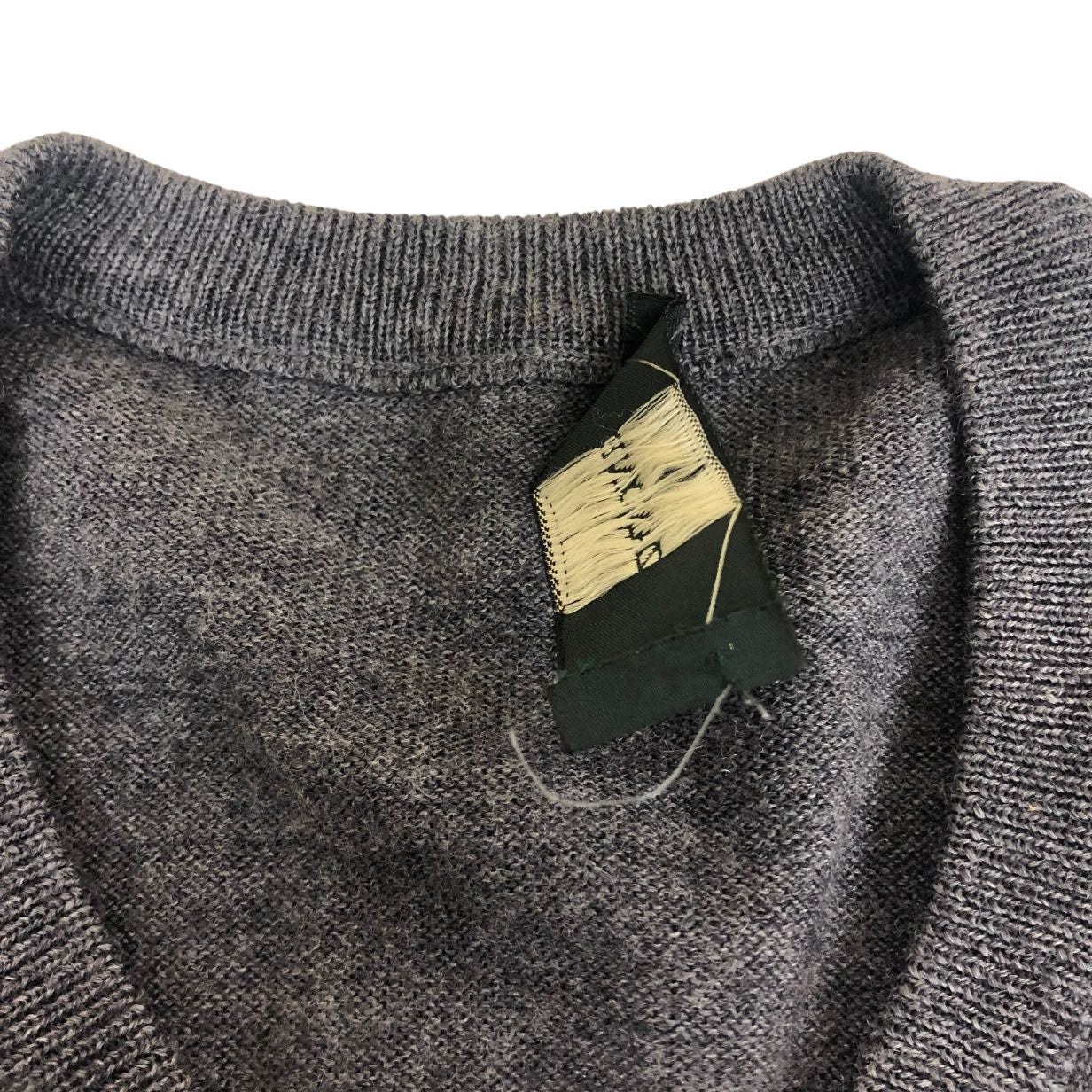 中古◆ザノーネ ウール Vネックニット グレー ウール100% サイズ46 メンズ ZANONE 【AFB44】