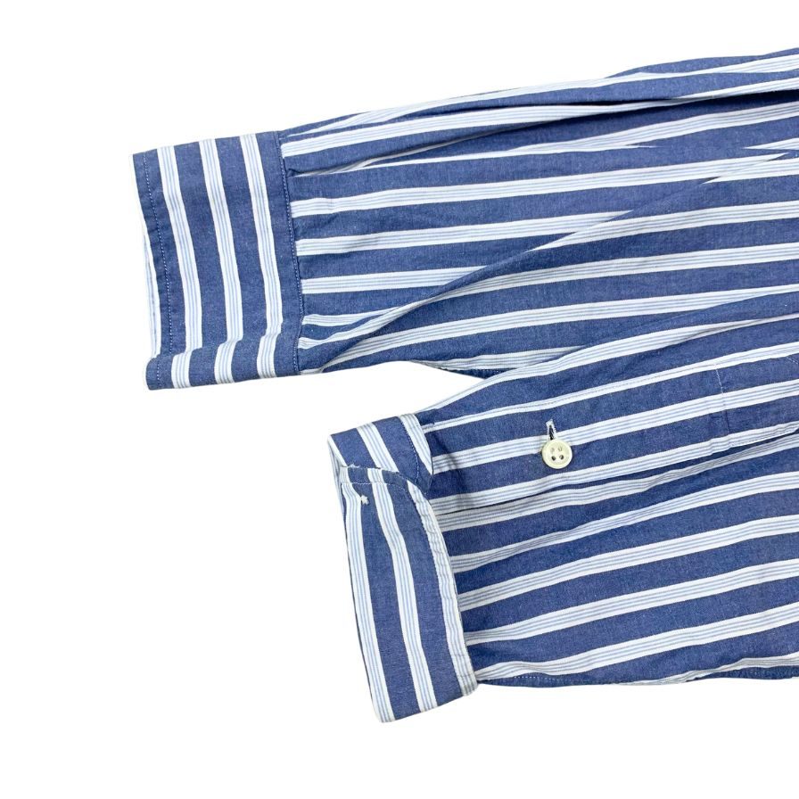 美品◆ラルフローレン 90S 長袖シャツ ストライプ ブルー系 サイズM Ralph Lauren 【AFB51】