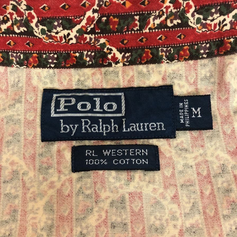 美品◆ポロ ラルフローレン ウエスタンシャツ パールボタン 総柄 サイズM POLO RALPH LAUREN 【AFB27】