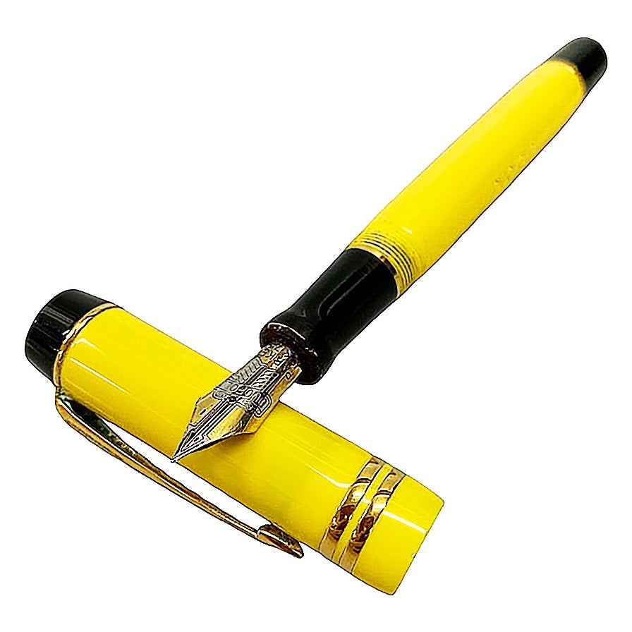 中古◆パーカー デュオフォールド 万年筆 マンダリン イエロー ペン先18K-750 PARKER DUOFOLD MANDARIN【AFI15】