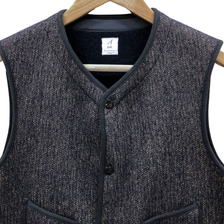 極美品◆アナトミカ ビーチクロスベスト ウール65% コットン35% ブラウン サイズ44 メンズ ANATOMICA 【AFB44】