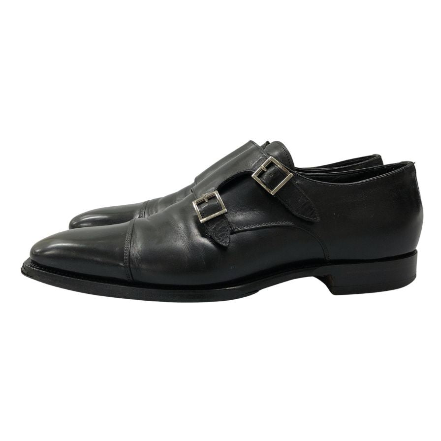 サントーニ レザーシューズ ダブルモンク 14064 ブラック サイズUK8 Santoni 約27.0cm【AFC3】