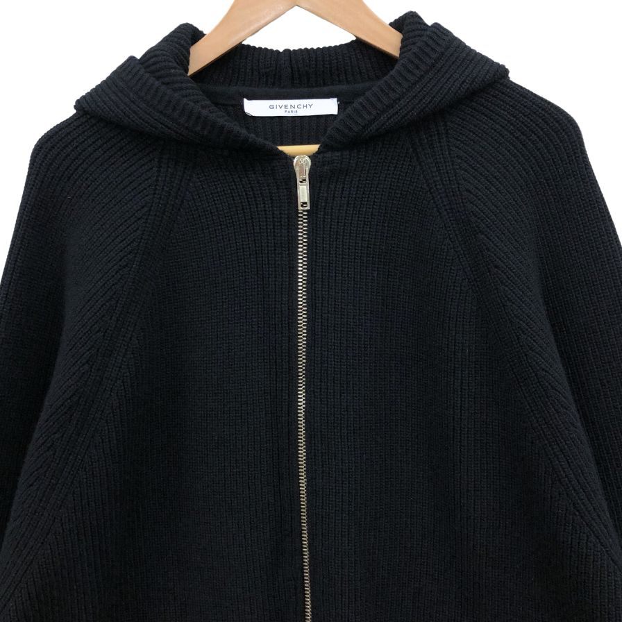 極美品◆ジバンシー ニット フード コート ダブルジップ レディース カシミア混 サイズXS ブラック 15A 0870 515 GIVENCHY 【AFB17】