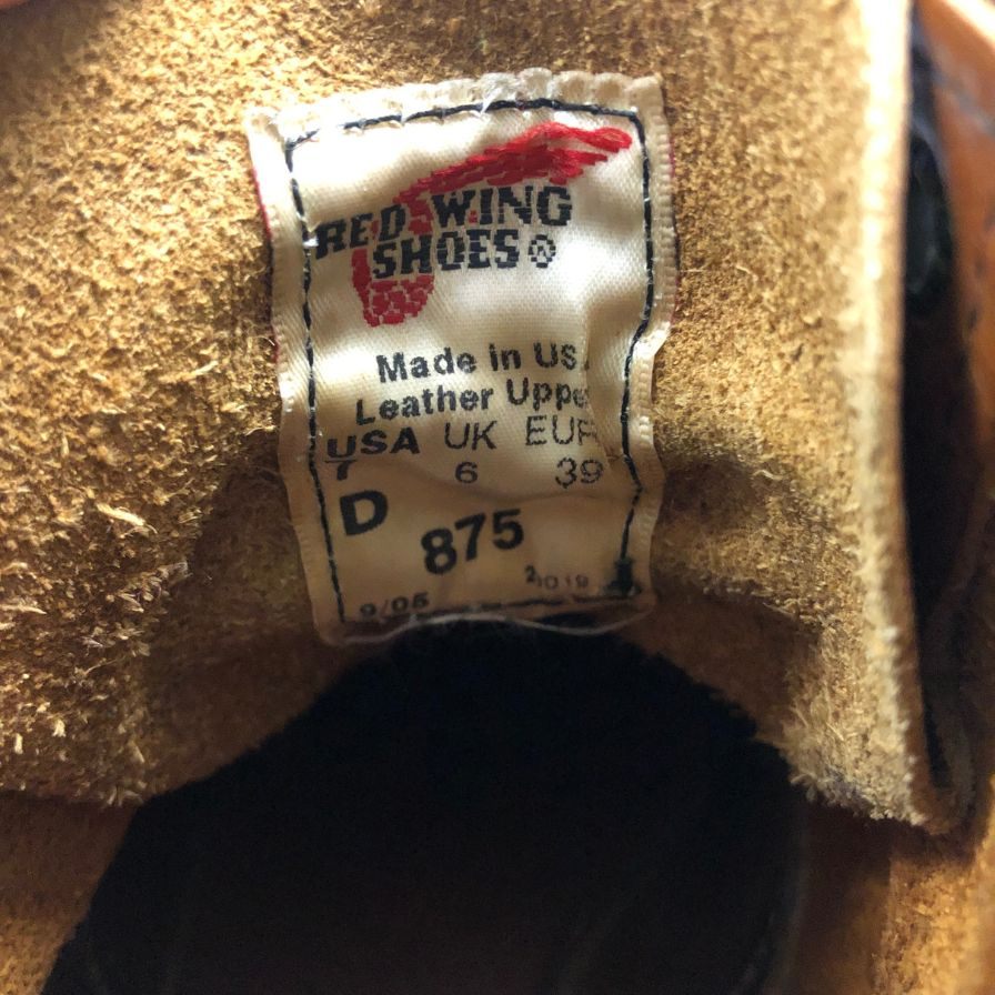 レッドウィング ブーツ アイリッシュセッター 羽根タグ USA製 875 サイズUS7 メンズ ブラウン RED WING 約25.0cm【AFC28】