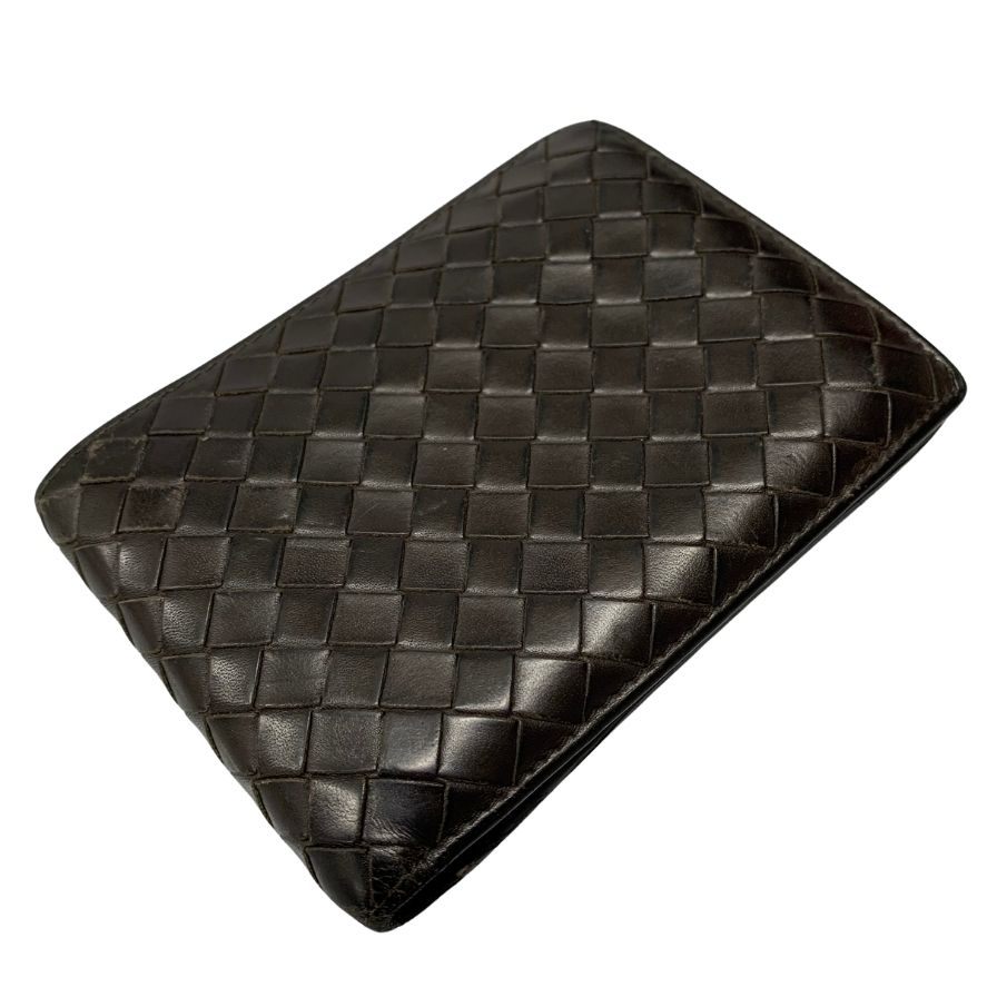 ボッテガヴェネタ イントレチャート 二つ折り財布 レザー ブラウン系 BOTTEGA VENETA【AFI4】
