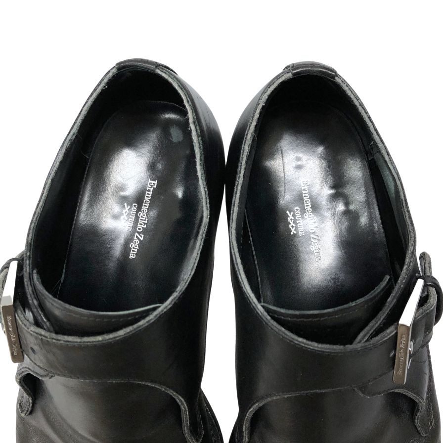 エルメネジルドゼニア レザーシューズ シングルモンク ブラック サイズ UK9EE Ermenegildo Zegna 約27.5cm【AFC30】