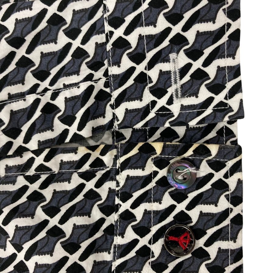 中古◆モスキーノ 長袖シャツ 総柄 メンズ ブラック ホワイト サイズ3XL MOSCHINO 【AFB20】