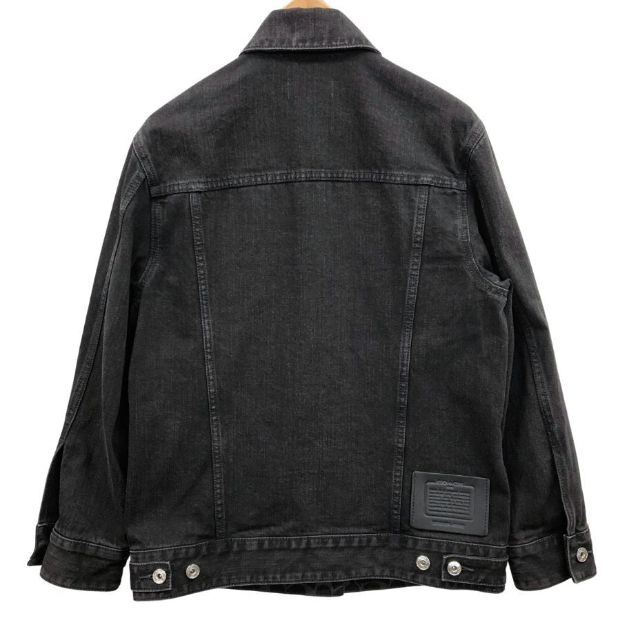 美品◆コーチ デニムジャケット シグネチャー 馬車金具 ブラック レディース サイズ4 COACH 【AFB30】
