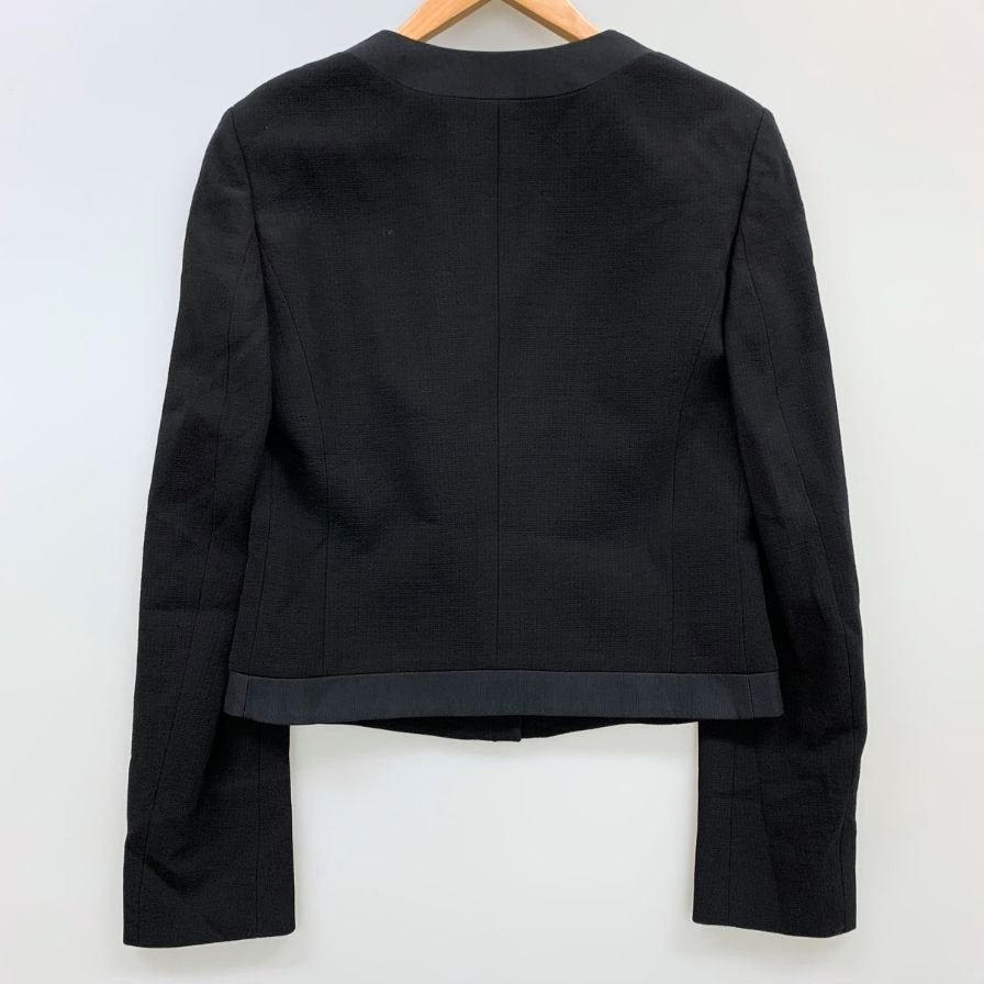 美品◆エミリオプッチ ノーカラー ショート丈 ジャケット レディース サイズ42 ブラック EMILIO PUCCエ 【AFB26】