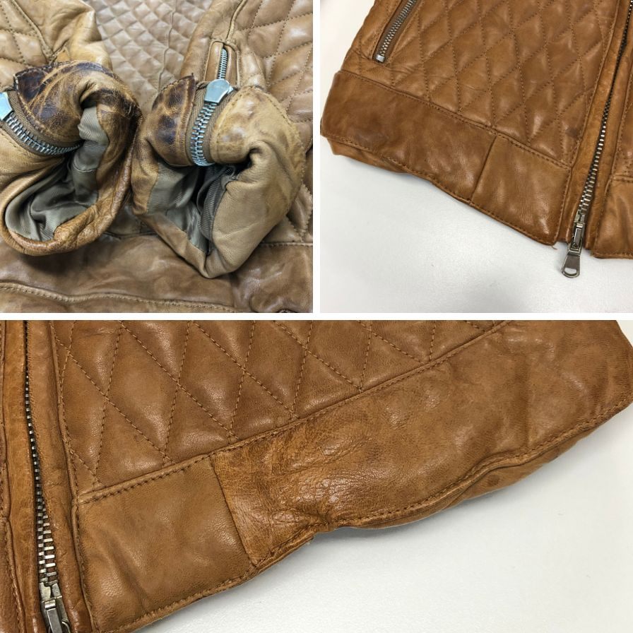 中古◆ジュンハシモト 13AW レザーキルティングジャケット ラムレザー ベージュ メンズ サイズ3 LET1016 【AFG1】