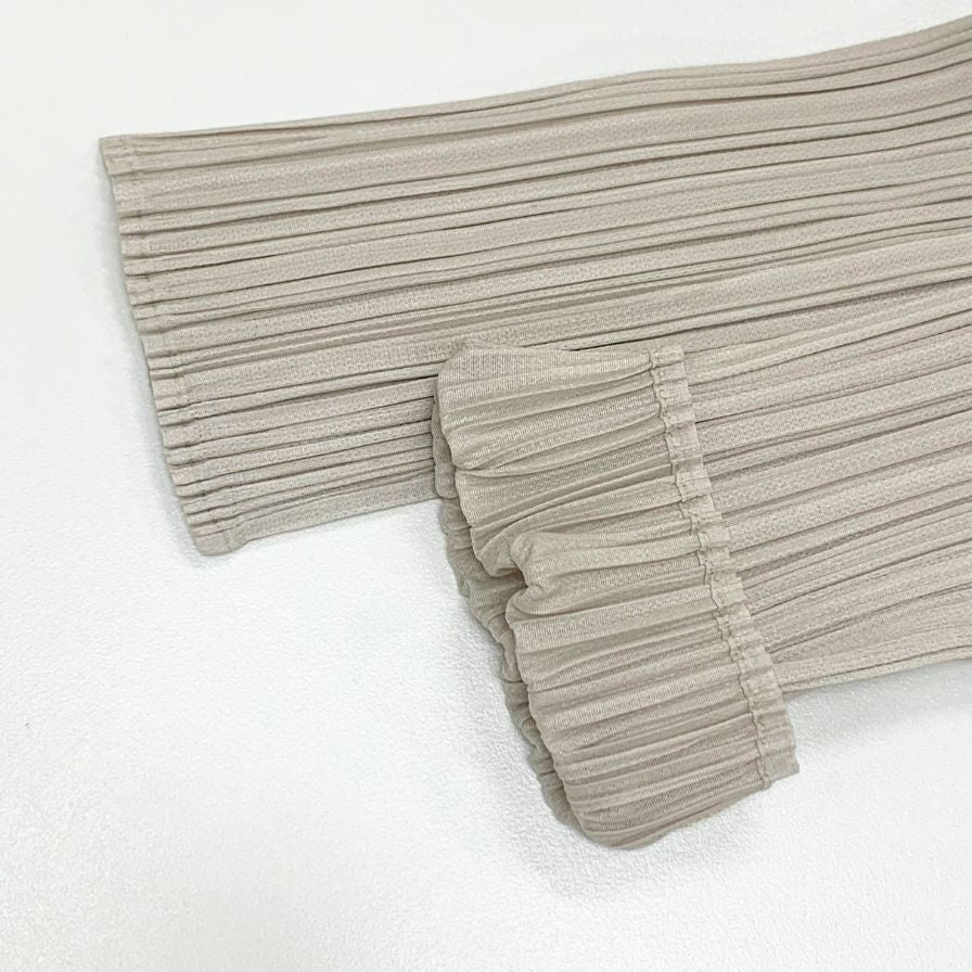 極美品◆プリーツプリーズ イッセイミヤケ ハイネック カットソー PP41JT122 レディースサイズ 3 グレー PLEATS PLEASE ISSEY MIYAKE 【AFB21】