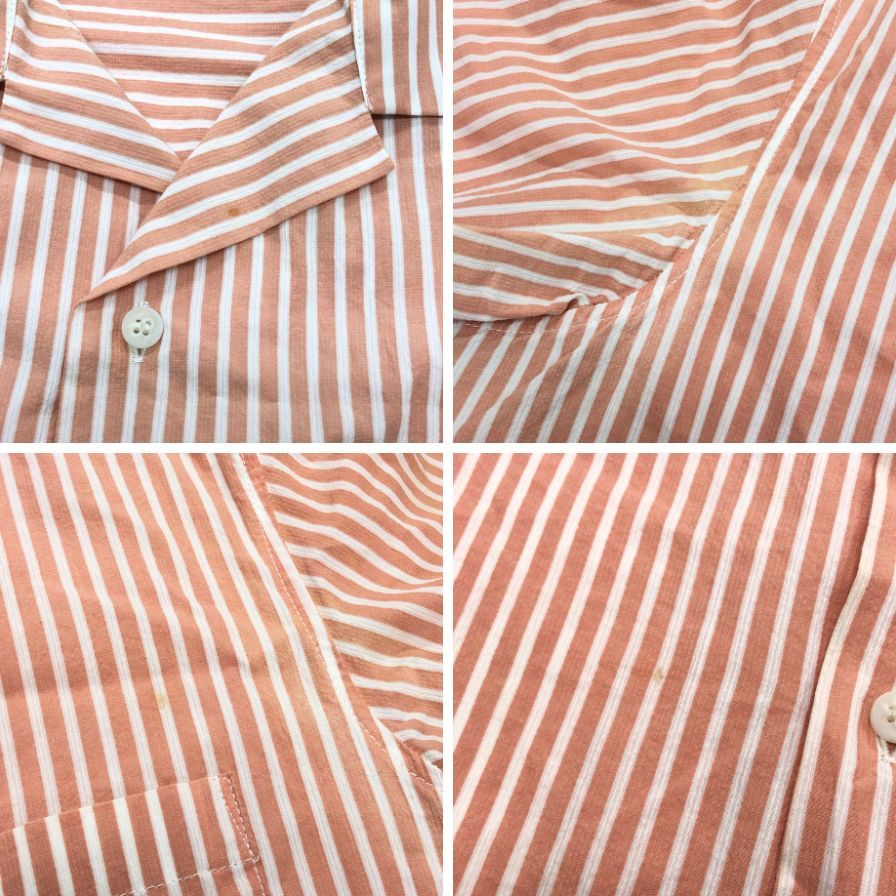 中古◆メゾンキツネ ストライプ 半袖開襟シャツ メンズ サイズM オレンジ MAISON KITSUNE 【AFB35】