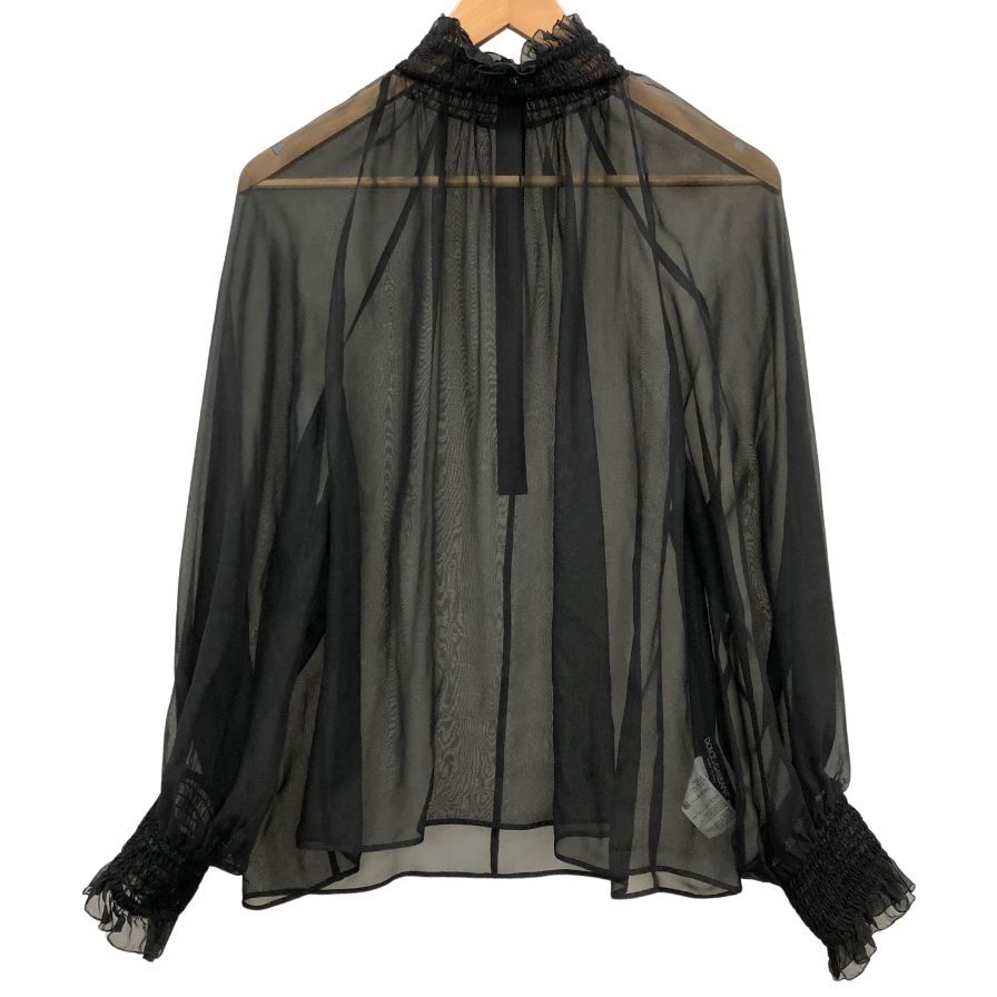 美品◆ドルチェ&ガッバーナ ブラウス シアー シルク ブラック レディース サイズ40 DOLCE&GABBANA 【AFB7】
