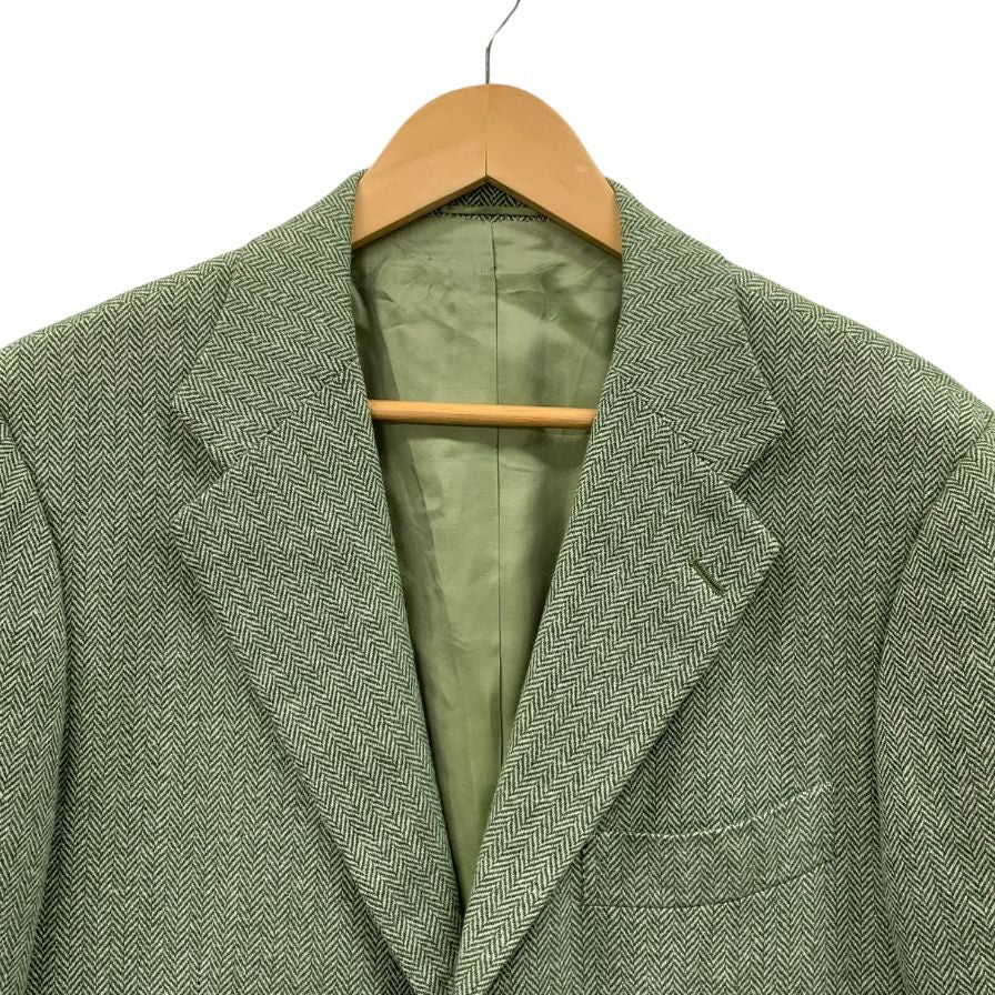 極美品◆キートン×タイユアタイ テーラードジャケット ヘリンボーン カシミヤ グリーン メンズ サイズ50 KITON TIEYOURTIE 【AFB7】