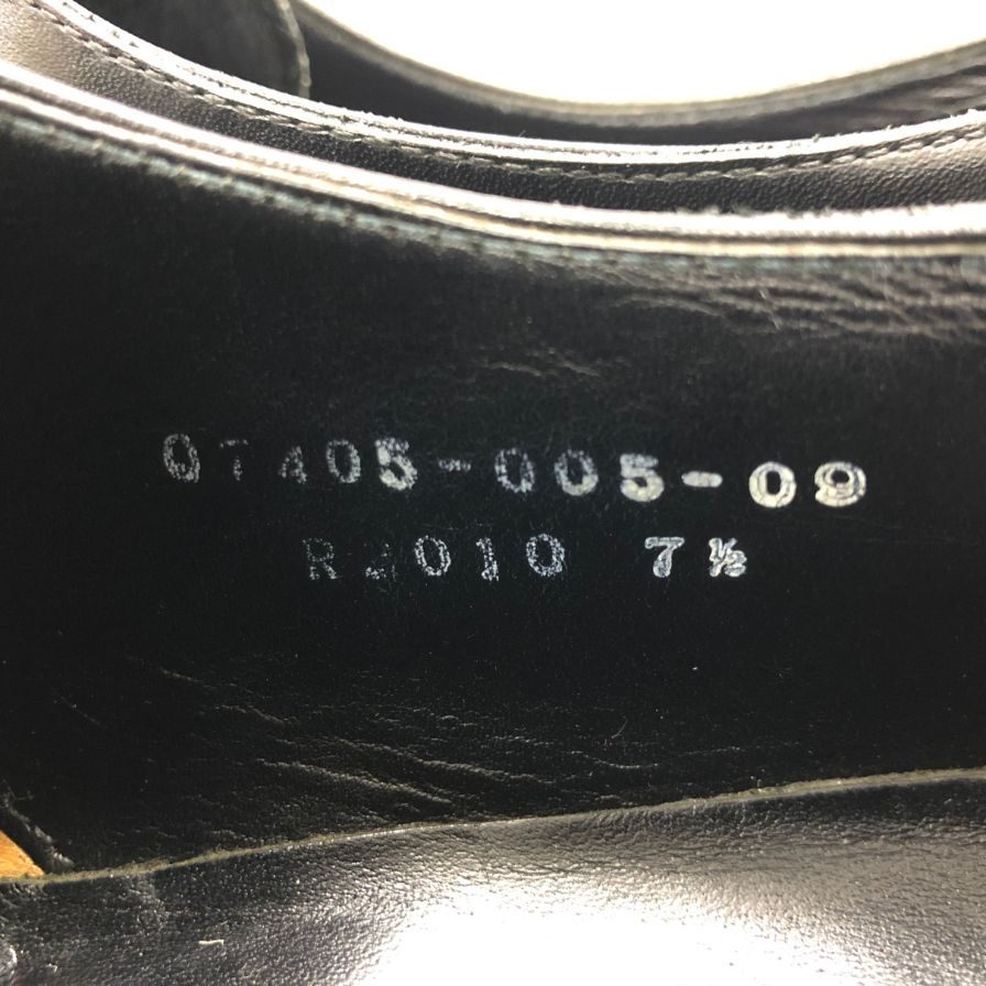 三陽山長 レザーシューズ 弦六郎 パンチドキャップトゥ R2010ラスト メンズ サイズ7.5 ブラック sanyoyamacho GENROKURO 約25.5cm【AFC3】