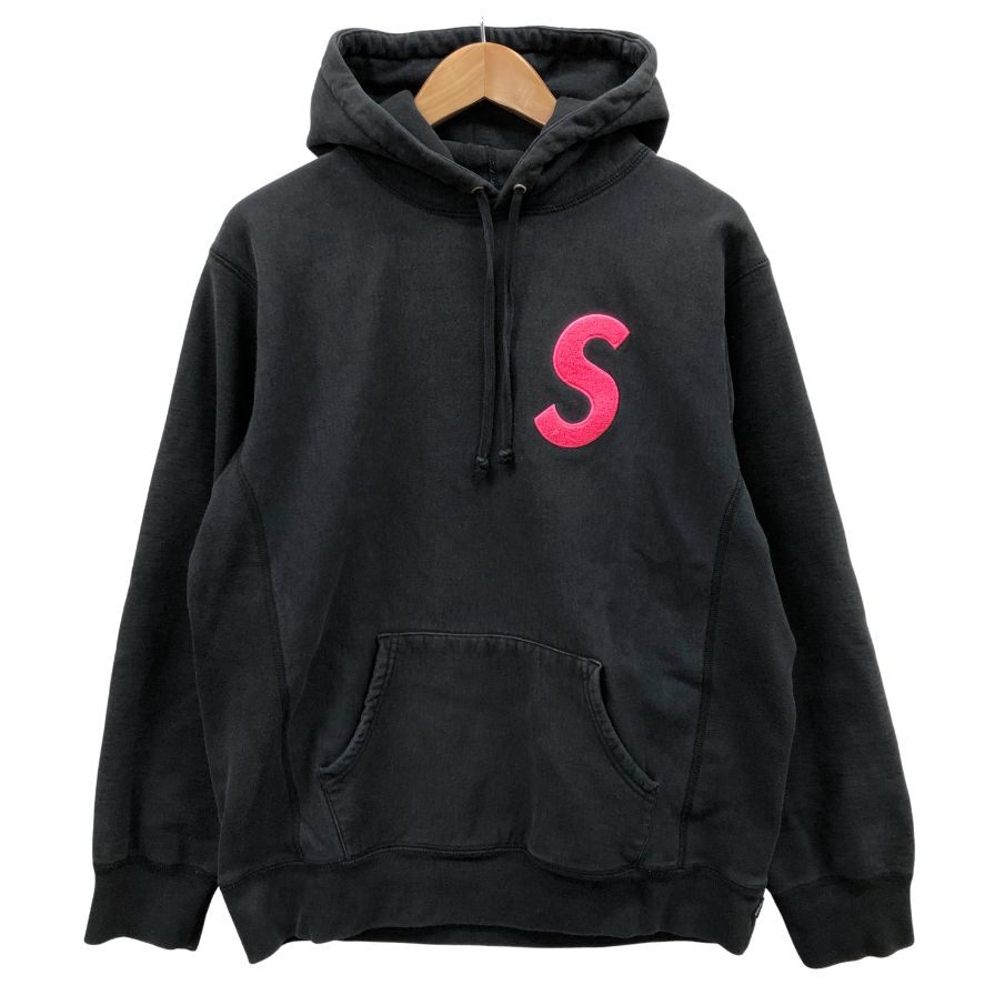 中古◆シュプリーム パーカー Sロゴ コットン ブラック系 サイズⅬ メンズ Supreme 【AFB5】