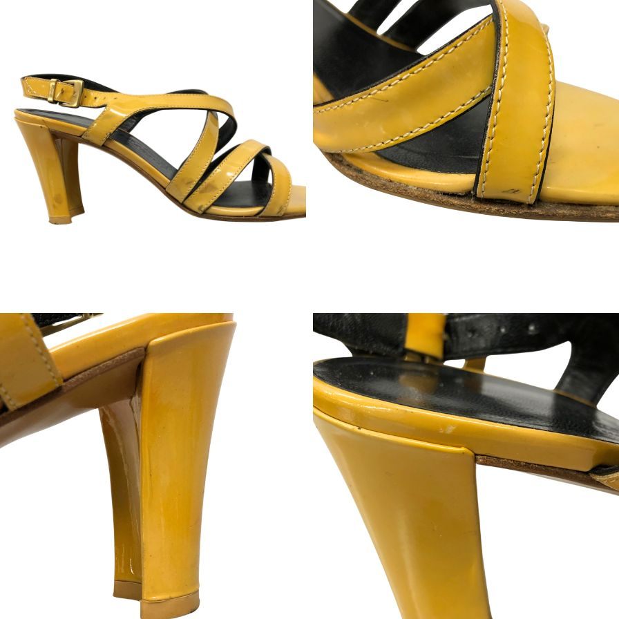 サルヴァトーレフェラガモ ストラップサンダル パテントレザー イエロー レディース サイズ表記なし Salvatore Ferragamo 約不明cm【AFC1】
